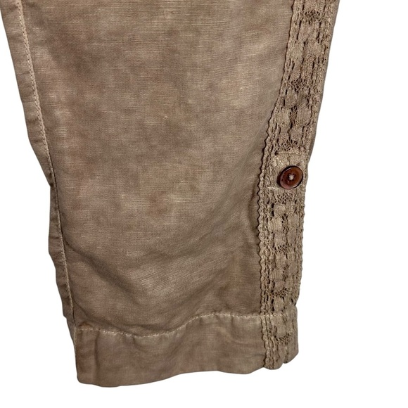 SUNDANCE Organia Lace Tan Linen Blend Rollup Pants - Picture 4 of 8